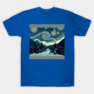 Starry Night Over Hogsmeade Village T-Shirt